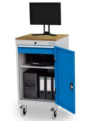 Computerschrank mobil, Tiefe 500 mm, 1 x Schublade, 1 x Fachboden, 1 x Flgeltre