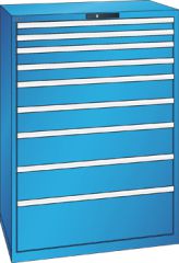 Schubladenschrank 9 Schubladen 1023x725x1450 RAL 5012 Lista 54x36E 78.191.010