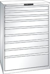 Schubladenschrank 9 Schubladen 1023x725x1450 RAL 9010 Lista 54x36E 78.307.110