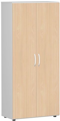 Flgeltrenschrank mit Standfen, inkl. Trdmpfer, abschliebar, 800x420x1808, Buche/Lichtgrau