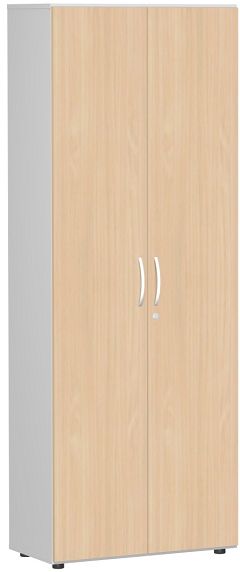 Garderobenschrank mit ausziehbarem Garderobenhalter, mit Standfen, inkl. Trdmpfer, abschliebar, 800x420x2160, Buche/Lichtgrau