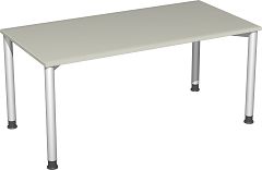 Schreibtisch hhenverstellbar, 1600x800x680-800, Lichtgrau/Silber
