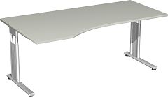PC-Schreibtisch links hhenverstellbar, 1800x1000x680-820, Lichtgrau/Silber