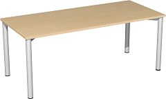 Konferenztisch Rundfu feste Hhe, 1800x800x720, Buche/Silber
