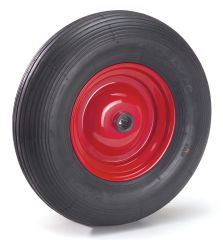 PU-geschumtes Rad 400 x 100 mm Stahlblech-Felge rot - Rillenprofil