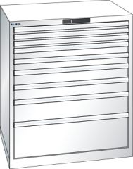 Schubladenschrank 9 Schubladen 870x725x1000 RAL 9010 Lista 45x36E 78.704.110