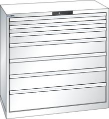 Schubladenschrank 7 Schubladen 1023x572x1000 RAL 9010 Lista 54x27E 78.761.110