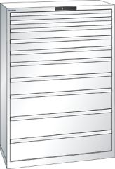 Schubladenschrank 10 Schubladen 1023x572x1450 RAL 9010 Lista 54x27E 78.770.110