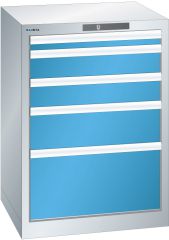 Schubladenschr 5 Schubl. 564x572x800 Korp.RAL 7035 Front RAL 5012 Lista 27x27E 78.883.514
