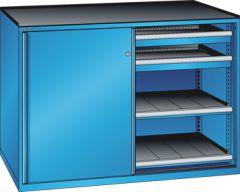 Schubladenschrank Schiebetren 1430x627x1020 RAL 5012 Lista 36x27E 79.432.010