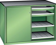 Schubladenschrank Schiebetren 1430x627x1020 RAL 6011 Lista 36x27E 79.433.030