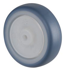 Gummirad A85.076.F005, Produkttyp: Rder, Material/Art des Radkrpers: Kunststoff natur, Material der Laufflche: thermoplastischer Gummi hellblau, Lager: Kugellager,  Rad:  75 mm, Tragkraft: 60 kg