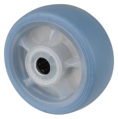 Gummirad B44.081.F005, Produkttyp: Rder, Material/Art des Radkrpers: Kunststoff natur, Material der Laufflche: thermoplastischer Gummi hellblau, Lager: Rollenlager,  Rad:  80 mm, Tragkraft: 100 kg