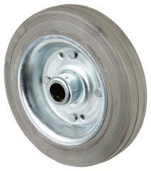 Gummirad B56.180, Produkttyp: Rder, Material/Art des Radkrpers: Stahlfelge verzinkt, Material der Laufflche: Gummi grau, Lager: Rollenlager,  Rad:  180 mm, Tragkraft: 170 kg