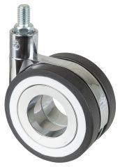 Design-Doppelrolle F370.076, Produkttyp: Lenkrollen,  Rad:  75 mm, Tragkraft: 50 kg, Befestigung: Gewindestift