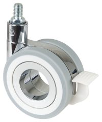 Design-Doppelrolle mit Feststeller F373.076, Produkttyp: Lenkrollen mit Feststeller,  Rad:  75 mm, Tragkraft: 50 kg, Befestigung: Gewindestift