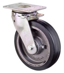 Schwerlastrolle RR100.B81.200, Produkttyp: Lenkrollen, Befestigung: Anschraubplatte,  Schraubloch: 11 mm, Material/Art des Radkrpers: Guss, Material der Laufflche: Elastikgummi schwarz, Lager: Kugellager,  Rad:  200 mm, Tragkraft: 450 kg