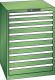 Schubladenschrank 10 Schubladen 717x725x1000 RAL 6011 Lista 36x36E 14.413.030