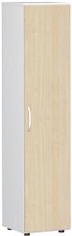 Flgeltrenschrank mit Standfen, Griff links oder rechts, inkl. Trdmpfer, nicht abschliebar, 400x420x1808, Ahorn/Wei