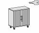 Mobiler Querrollladenschrank 2 Ordnerhhen, inkl. 4 Rollen, davon 2 feststellbar, abschliebar,Silber/Wei