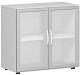Flgeltrenschrank mit satinierten Glastren im Holzrahmen, mit Standfen, inkl. Trdmpfer, nicht abschliebar, 800x420x752, Lichtgrau