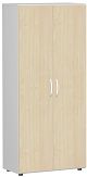Flgeltrenschrank mit Standfen, inkl. Trdmpfer, abschliebar, 800x420x1808, Ahorn/Lichtgrau