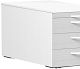 Rollcontainer mit 3 Metall-Schubfchern und Utensilienschubfach, Metall-Rollschubfhrung, Zentralverriegelung, verdeckte Doppel-Lenkrollen, 438x800x565, Ahorn/Wei