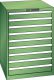 Schubladenschrank 9 Schubladen 717x725x1000 RAL 6011 Lista 36x36E 78.648.030