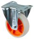 Transportrolle L410.B44.101.02, Produkttyp: Bockrollen, Befestigung: Anschraubplatte,  Schraubloch: 9 mm, Material/Art des Radkrpers: Kunststoff orange, Material der Laufflche: thermoplastischer Gummi hellgrau, Lager: Rollenlager,  Rad:  100 mm, Tragk