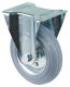 Transportrolle L410.B56.160, Produkttyp: Bockrollen, Befestigung: Anschraubplatte,  Schraubloch: 11 mm, Material/Art des Radkrpers: Stahlfelge, Material der Laufflche: Gummi grau, Lager: Rollenlager,  Rad:  160 mm, Tragkraft: 135 kg