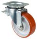 Transportrolle L420.C10.152, Produkttyp: Lenkrollen mit Totalfeststeller, Befestigung: Anschraubplatte,  Schraubloch: 11 mm, Material/Art des Radkrpers: Guss, Material der Laufflche: Prothane Guss-Polyurethan 95 +/-3 Shore A, Lager: Kugellager,  Rad: