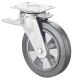 Schwerlastrolle RR120.B80.300, Produkttyp: Lenkrollen mit Rad-/Totalfeststeller, Befestigung: Anschraubplatte,  Schraubloch: 14 mm, Material/Art des Radkrpers: Aluminium, Material der Laufflche: Elastikgummi schwarz, Lager: Kugellager,  Rad:  300 mm, 